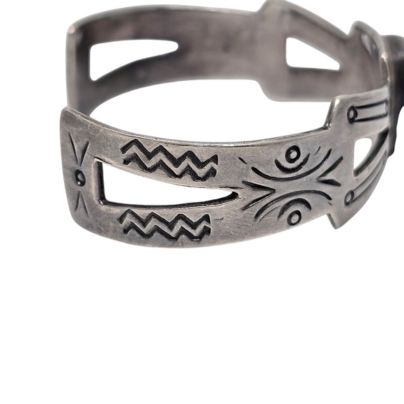 Native American Sterling Silver Turquoise Cut-Out Cuff Bracelet #20839 - Picture 7 of 10